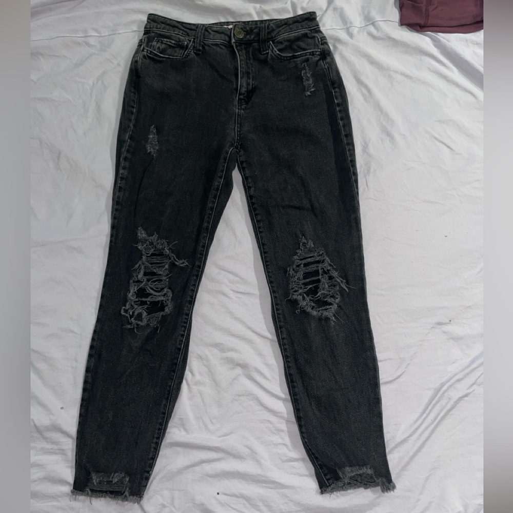 SO Black Distressed Skinny Jeans